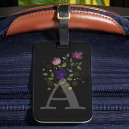 Initiële Letter A Plus Bloemendesign Bagage Label
