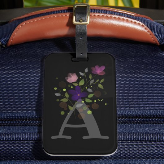 Initiële Letter A Plus Bloemendesign Bagage Label (Voorkant Insitu 2)