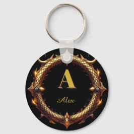✨ Initiële Letter Draak Sierlijke Cirkel Frame ✨ Sleutelhanger