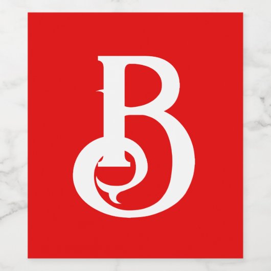 Initiële Letter Gemerkt Rood Wit Klassiek Wijn Etiket (Enkel label)