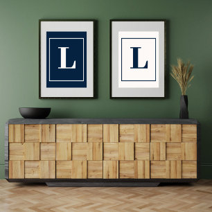Initiële Letter   Grijze Monogram Moderne Stijl Poster