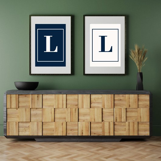 Initiële Letter | Grijze Monogram Moderne Stijl Poster