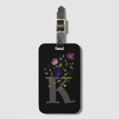 Initiële letter K Plus bloemontwerp bagagelabel (Voorkant (verticaal))