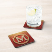 Initiële Letter M Gouden Glitter Monogram Bier Onderzetter (Rechterzijde)