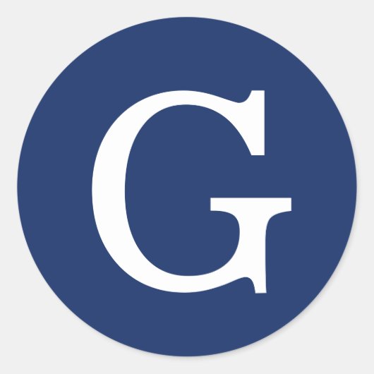 Initiële Letter Monogram Blauw Wit Eenvoudig Simpe Ronde Sticker (Voorkant)