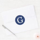 Initiële Letter Monogram Blauw Wit Eenvoudig Simpe Ronde Sticker (Envelop)