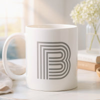 Initiële Letter Monogram Grijs Wit Modern Stijlvol
