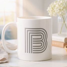 Initiële Letter Monogram Grijs Wit Modern Stijlvol Tweekleurige Koffiemok