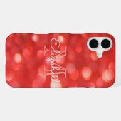 Initiële Letter Monogram Koraal Glitter Bokeh iPhone Hoesje (Achterkant horizontaal)