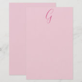Initiële Letter Monogram Licht Roze Eenvoudig Chic Briefpapier (Voorkant / Achterkant)