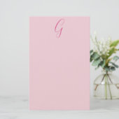 Initiële Letter Monogram Licht Roze Eenvoudig Chic Briefpapier (Staand voorkant)