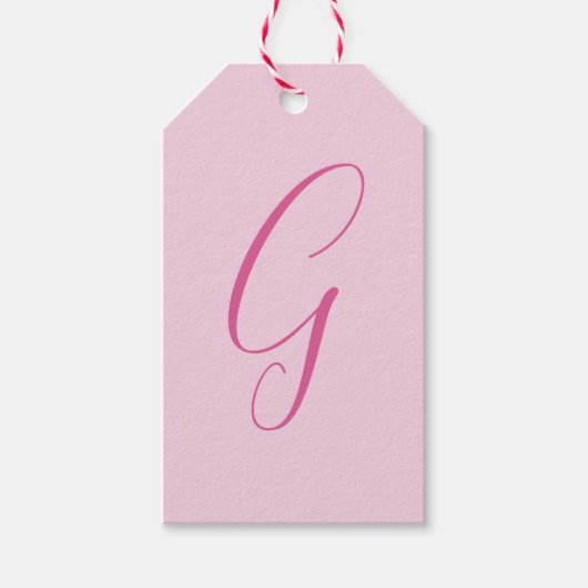 Initiële Letter Monogram Licht Roze Eenvoudig Chic Cadeaulabel (Voorkant)