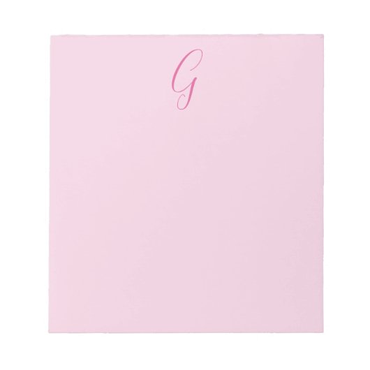 Initiële Letter Monogram Licht Roze Eenvoudig Chic Notitieblok (Voorkant)