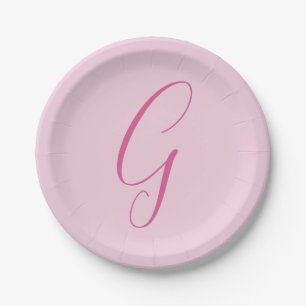 Initiële Letter Monogram Licht Roze Eenvoudig Chic Papieren Bordje