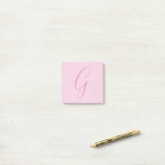 Initiële Letter Monogram Licht Roze Eenvoudig Chic Post-it® Notes (Op bureau)