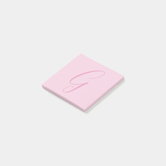 Initiële Letter Monogram Licht Roze Eenvoudig Chic Post-it® Notes (Schuin)