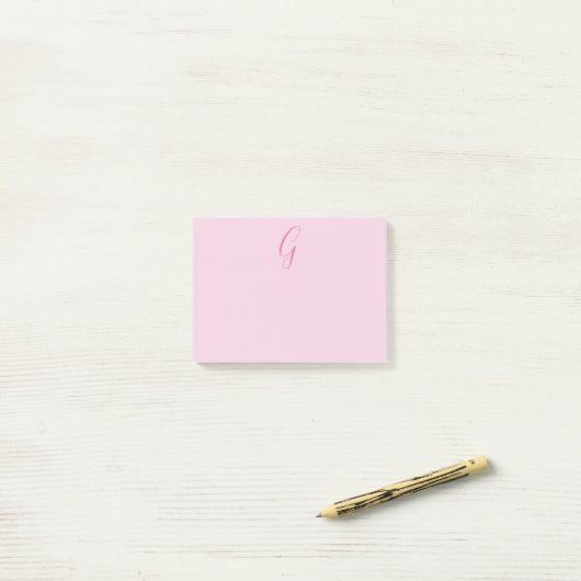 Initiële Letter Monogram Licht Roze Eenvoudig Chic Post-it® Notes (Op bureau)