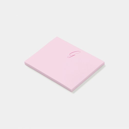 Initiële Letter Monogram Licht Roze Eenvoudig Chic Post-it® Notes (Schuin)