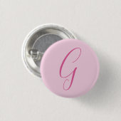 Initiële Letter Monogram Licht Roze Eenvoudig Chic Ronde Button 3,2 Cm (Voorkant /achterkant)