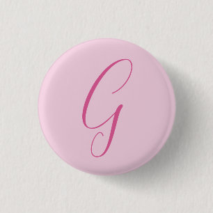 Initiële Letter Monogram Licht Roze Eenvoudig Chic Ronde Button 3,2 Cm