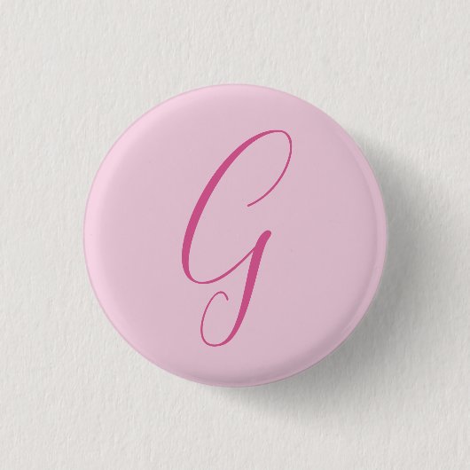 Initiële Letter Monogram Licht Roze Eenvoudig Chic Ronde Button 3,2 Cm (Voorkant)