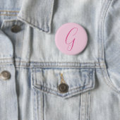Initiële Letter Monogram Licht Roze Eenvoudig Chic Ronde Button 5,7 Cm (In situ)