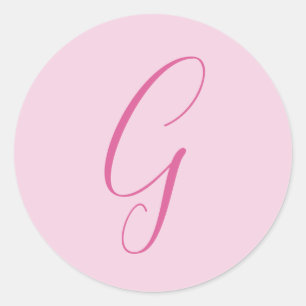 Initiële Letter Monogram Licht Roze Eenvoudig Chic Ronde Sticker