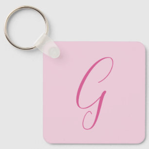 Initiële Letter Monogram Licht Roze Eenvoudig Chic Sleutelhanger