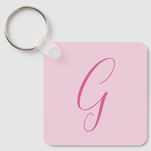 Initiële Letter Monogram Licht Roze Eenvoudig Chic Sleutelhanger (Voorkant)