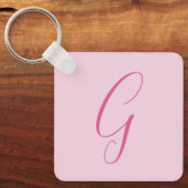 Initiële Letter Monogram Licht Roze Eenvoudig Chic Sleutelhanger (Voorkant)