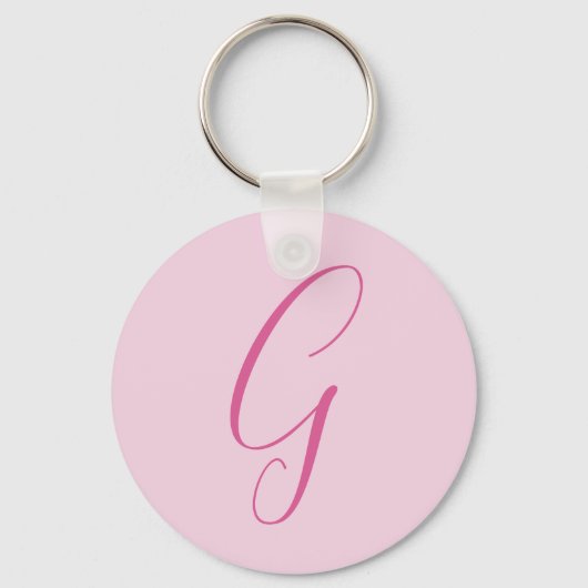 Initiële Letter Monogram Licht Roze Eenvoudig Chic Sleutelhanger (Voorkant)