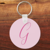 Initiële Letter Monogram Licht Roze Eenvoudig Chic Sleutelhanger (Voorkant)