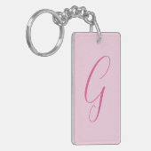 Initiële Letter Monogram Licht Roze Eenvoudig Chic Sleutelhanger (Voorkant Links)