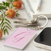 Initiële Letter Monogram Licht Roze Eenvoudig Chic Sleutelhanger (Voorkant Rechts)