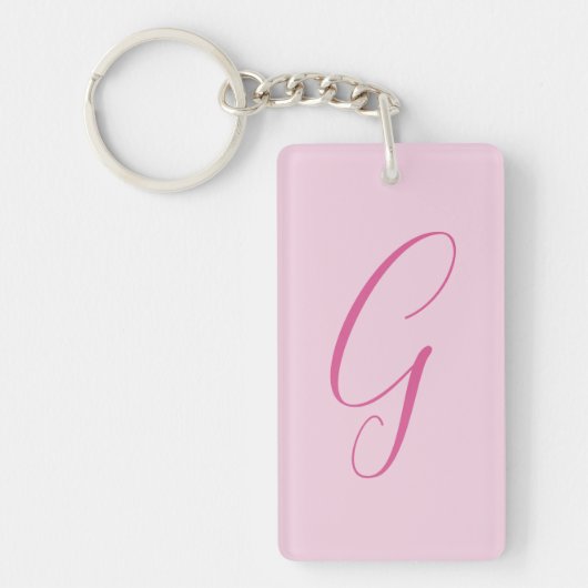 Initiële Letter Monogram Licht Roze Eenvoudig Chic Sleutelhanger (Voorkant)
