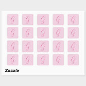 Initiële Letter Monogram Licht Roze Eenvoudig Chic Vierkante Sticker (Vel)