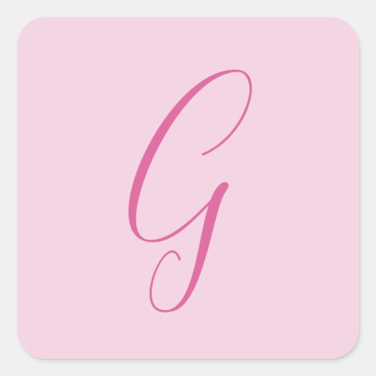 Initiële Letter Monogram Licht Roze Eenvoudig Chic Vierkante Sticker (Voorkant)