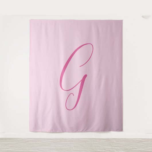 Initiële Letter Monogram Licht Roze Eenvoudig Chic Wandkleed (Voorkant)