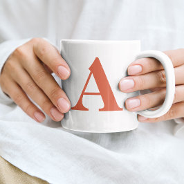 Initiele Letter Monogram Modern Stijl Terracotta Koffiemok