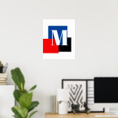 Initiële Letter Monogram Modern Stijlvol Poster (Thuiskantoor)