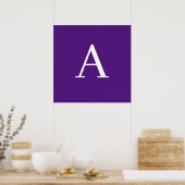 Initiële Letter Monogram Moderne Stijl Paars Poster (Keuken)
