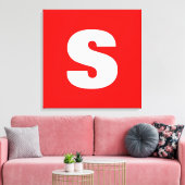 Initiële Letter Monogram Moderne Stijl Rood Wit Canvas Afdruk (Insitu (Woonkamer))