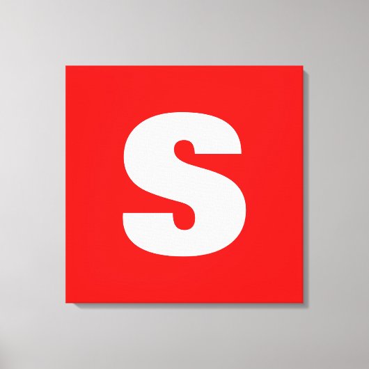 Initiële Letter Monogram Moderne Stijl Rood Wit Canvas Afdruk (Voorkant)
