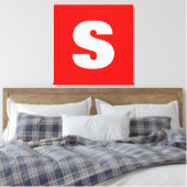 Initiële Letter Monogram Moderne Stijl Rood Wit Canvas Afdruk (Insitu (Slaapkamer))