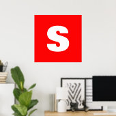 Initiële Letter Monogram Moderne Stijl Rood Wit Poster (Thuiskantoor)