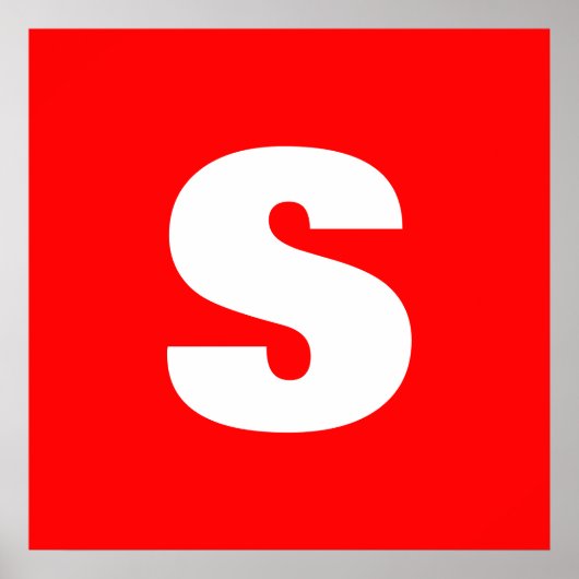 Initiële Letter Monogram Moderne Stijl Rood Wit Poster (Voorkant)