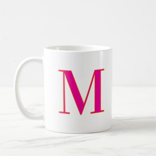 Initiële Letter Monogram Moderne Trendy Roze Koffiemok (Links)