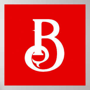 Initiële Letter Monogram Rode Witte Klassiek Poster