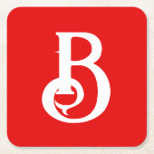 Initiële Letter Monogram Rode Witte Klassieke Kartonnen Onderzetters (Voorkant)