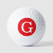 Initiële Letter Monogram Rood Wit Eenvoudig Eenvou Golfballen (Voorkant)